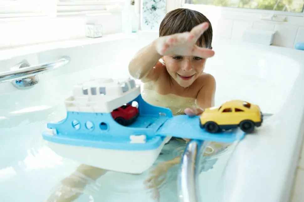 Green Toys - Ferry Boat with Two Cars (Red Car and Yellow Car)