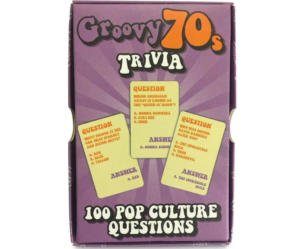 Groovy 70s Trivia - 100 Pop Culture Questions Trivia Card Game