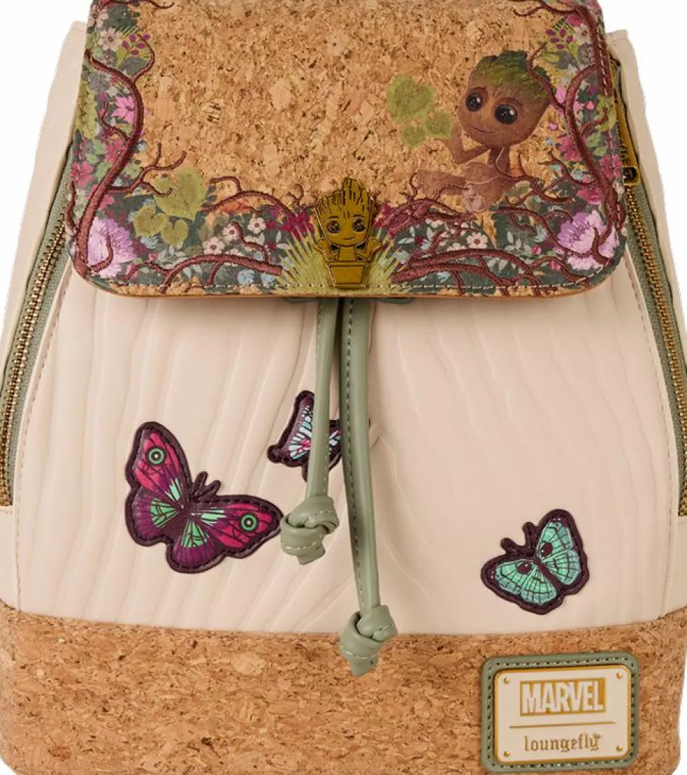 Guardians of the Galaxy - Floral Groot Drawstring 10" Faux Leather Mini Backpack