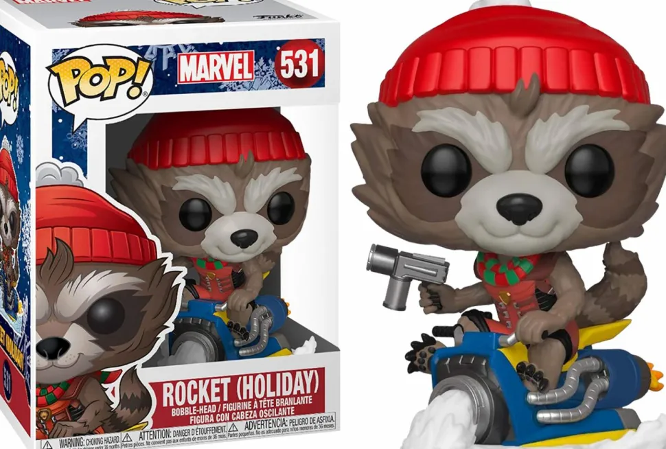 Guardians Of The Galaxy - Rocket Raccoon on Snowmobile Christmas Holiday Pop! Vinyl Figure
