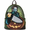 Halloween - Michael Myers Pumpkin Glow in the Dark 10" Faux Leather Mini Backpack with Coin Purse
