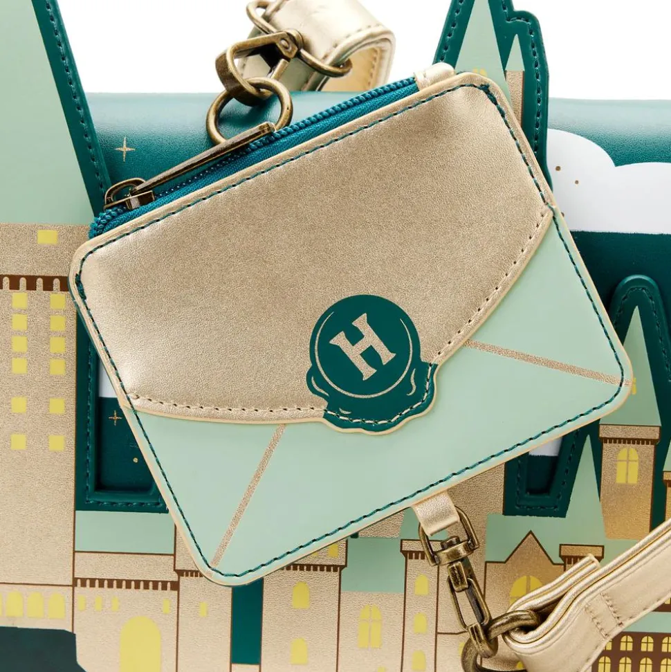 Harry Potter - Golden Hogwarts Castle 7” Faux Leather Crossbody Bag with Coin Bag