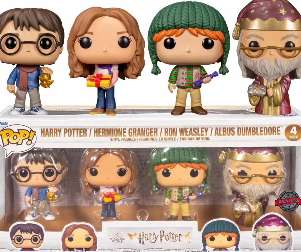 Harry Potter - Holiday Harry, Hermione, Ron & Dumbledore Metallic Pop! Vinyl Figure 4-Pack