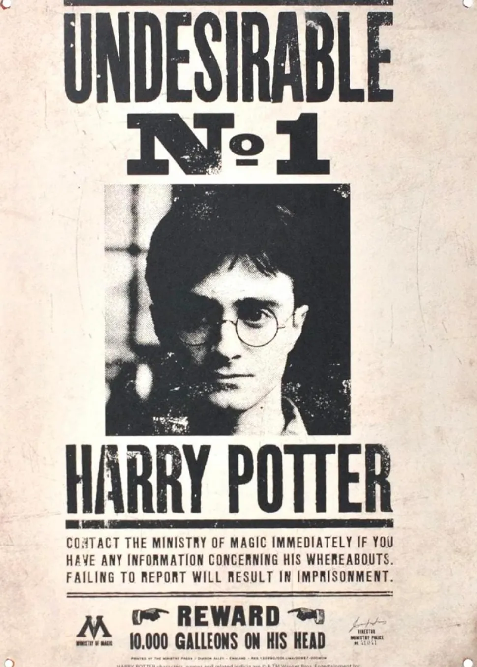 Harry Potter - Undesirable No. 1 A3 Tin Sign