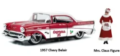 Holiday Rides - Mrs. Santa Claus & 1957 Chevrolet Bel Air 2022 Holiday 1/32 Scale Die-Cast Vehicle Replica
