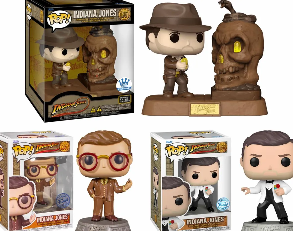 Indiana Jones - Professor Indy, Indy in Tuxedo & Indy with Sankara Stones Light Up Deluxe Pop! Vinyl Bundle (Set of 3)