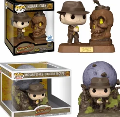 Indiana Jones - Sankara Stones Light Up Deluxe Pop! & Boulder Escape Pop! Moment Vinyl Figure Bundle (Set of 2)