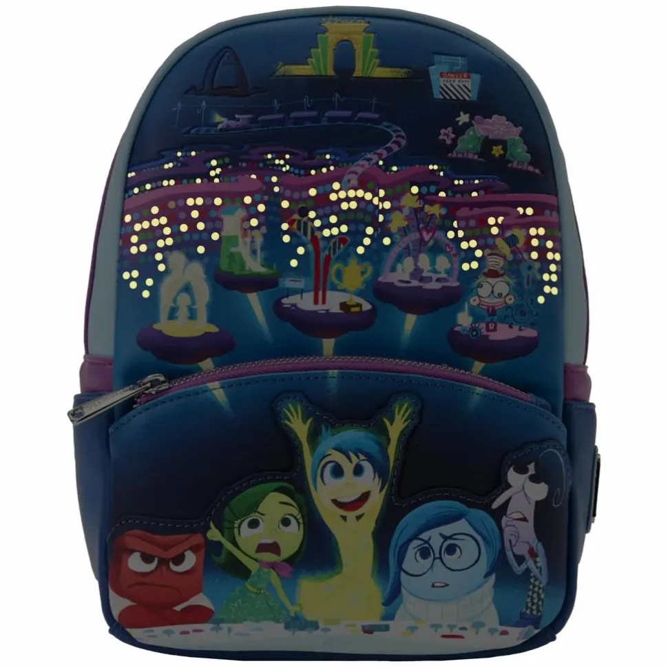 Inside Out - Control Panel Glow in the Dark 11” Faux Leather Mini Backpack