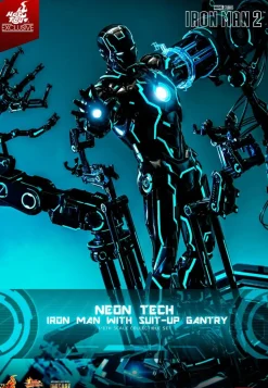 Iron Man 2 - Neon Tech Iron Man with Suit-Up Gantry 1/6th Scale Hot Toys Action Figure Set