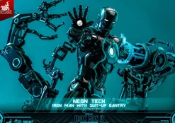 Iron Man 2 - Neon Tech Iron Man with Suit-Up Gantry 1/6th Scale Hot Toys Action Figure Set