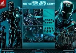 Iron Man 2 - Neon Tech Iron Man with Suit-Up Gantry 1/6th Scale Hot Toys Action Figure Set