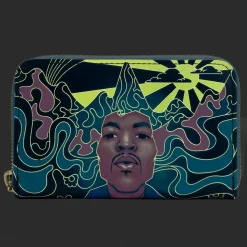 Jimi Hendrix - Psychedelic Landscape Glow in the Dark 4” Faux Leather Zip-Around Wallet