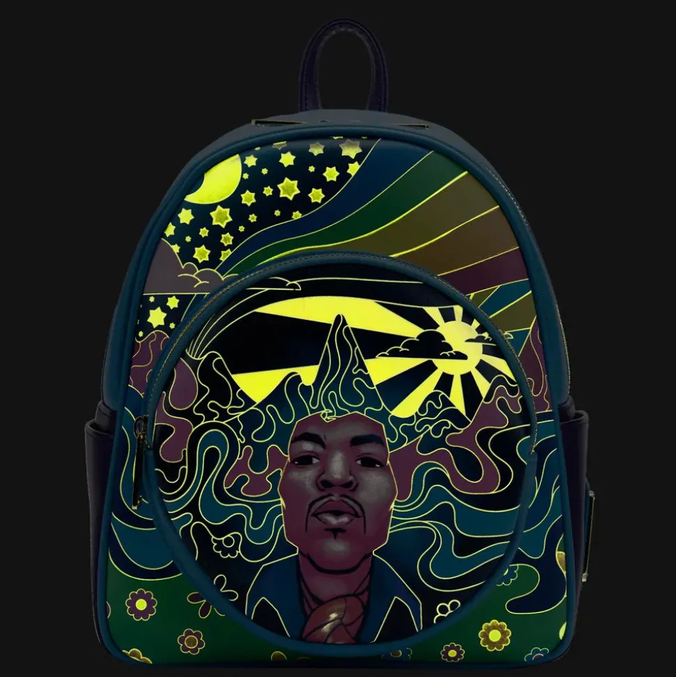 Jimi Hendrix - Psychedelic Landscape Glow in the Dark 11” Faux Leather Mini Backpack