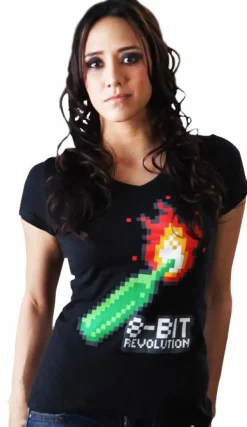 J!nx - 8-Bit Revolution Black Female V-Neck T-Shirt