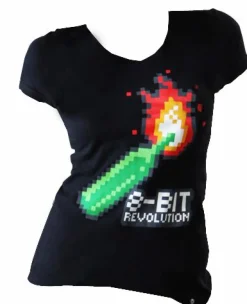J!nx - 8-Bit Revolution Black Female V-Neck T-Shirt