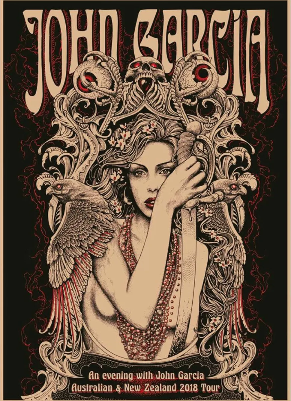 John Garcia - Australia & New Zealand 2018 Tour Art Print with Spot Varnish by Alex Wezta (LE 120)