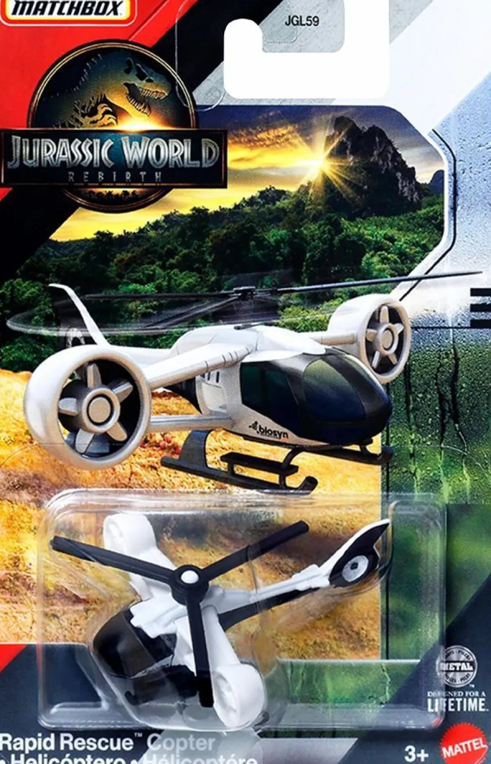 Jurassic World: Rebirth (2025) - Rapid Rescue Copter Matchbox 1/64th Scale Die-Cast Vehicle Replica