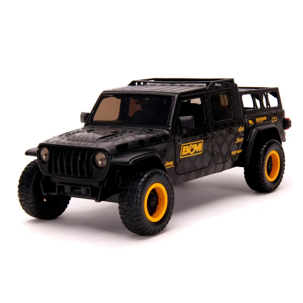 Just Trucks - Black 2020 Jeep Gladiator with Tyre Rack 1/24th Scale Die-Cast Vehicle Replica