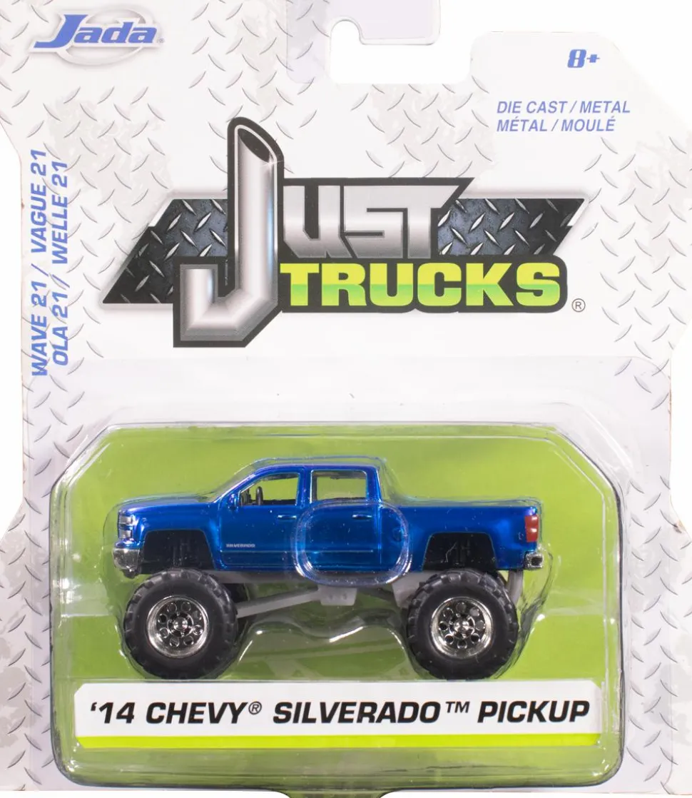 Just Trucks - Cobalt Blue 2014 Chevy Silverado Pickup 1/64th Scale Die-Cast Vehicle Replica (Wave 21)