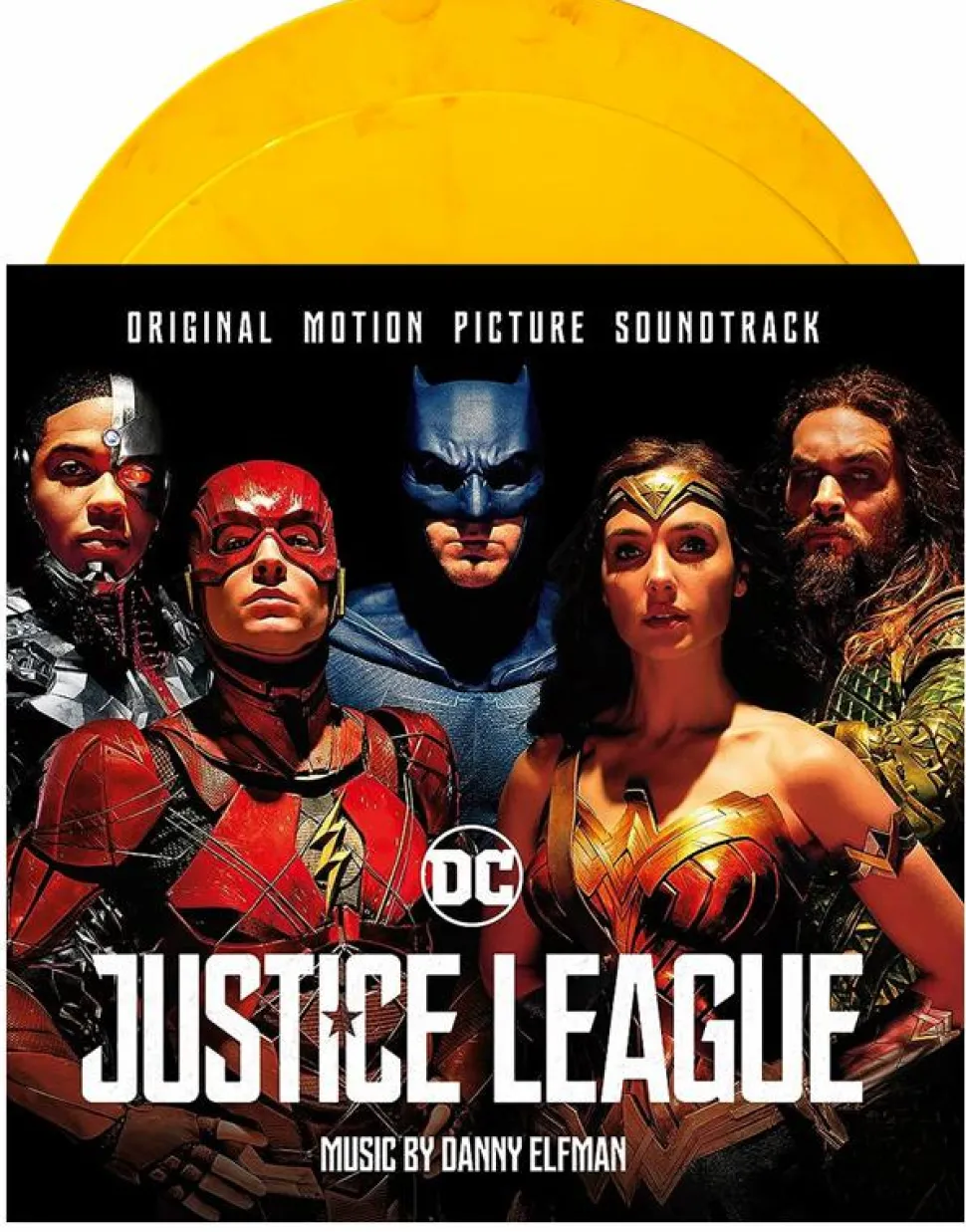 Justice League (2017) - Original Motion Picture Soundtrack by Danny Elfman 2xLP Vinyl Record (Flaming Coloured Vinyl)