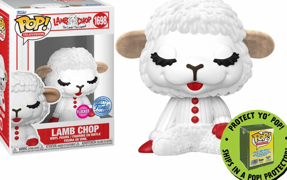 Lamb Chop - Lamb Chop Flocked Pop! Vinyl Figure in Acrylic Pop! Protector (Popcultcha Exclusive)