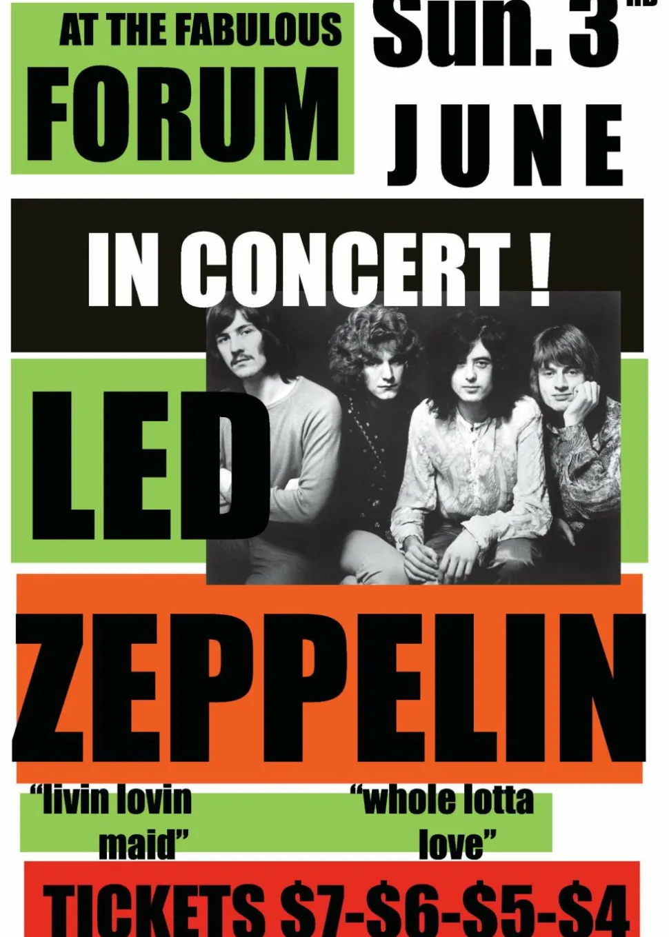Led Zeppelin - In Concert! The Forum, Inglewood 1973 Art Print
