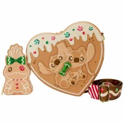Lilo & Stitch - Angel & Stitch Gingerbread Heart Scented 8" Faux Leather Crossbody Bag with Coin Purse
