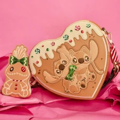 Lilo & Stitch - Angel & Stitch Gingerbread Heart Scented 8" Faux Leather Crossbody Bag with Coin Purse