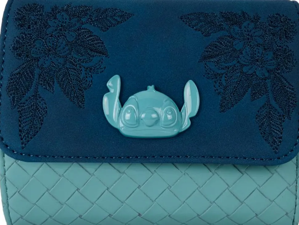 Lilo & Stitch - Embroidered Woven 4" Faux Leather Trifold Wallet