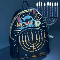 Lilo & Stitch - Stitch Hanukkah Menorah Light Up 10" Faux Leather Mini Backpack