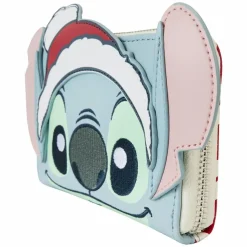 Lilo & Stitch - Stitch Holiday Glitter 4" Faux Leather Zip-Around Wallet
