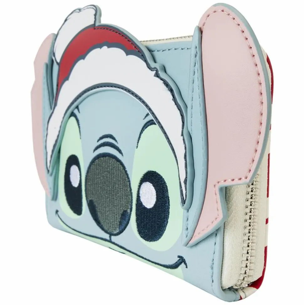 Lilo & Stitch - Stitch Holiday Glitter 4" Faux Leather Zip-Around Wallet