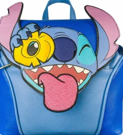 Lilo & Stitch - Stitch with Pineapple 11” Faux Leather Flap Mini Backpack