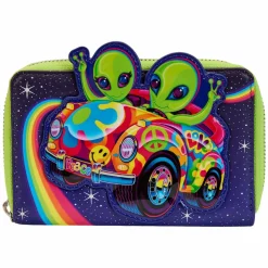 Lisa Frank - Cosmic Alien Ride Glow in the Dark 4” Faux Leather Zip-Around Wallet