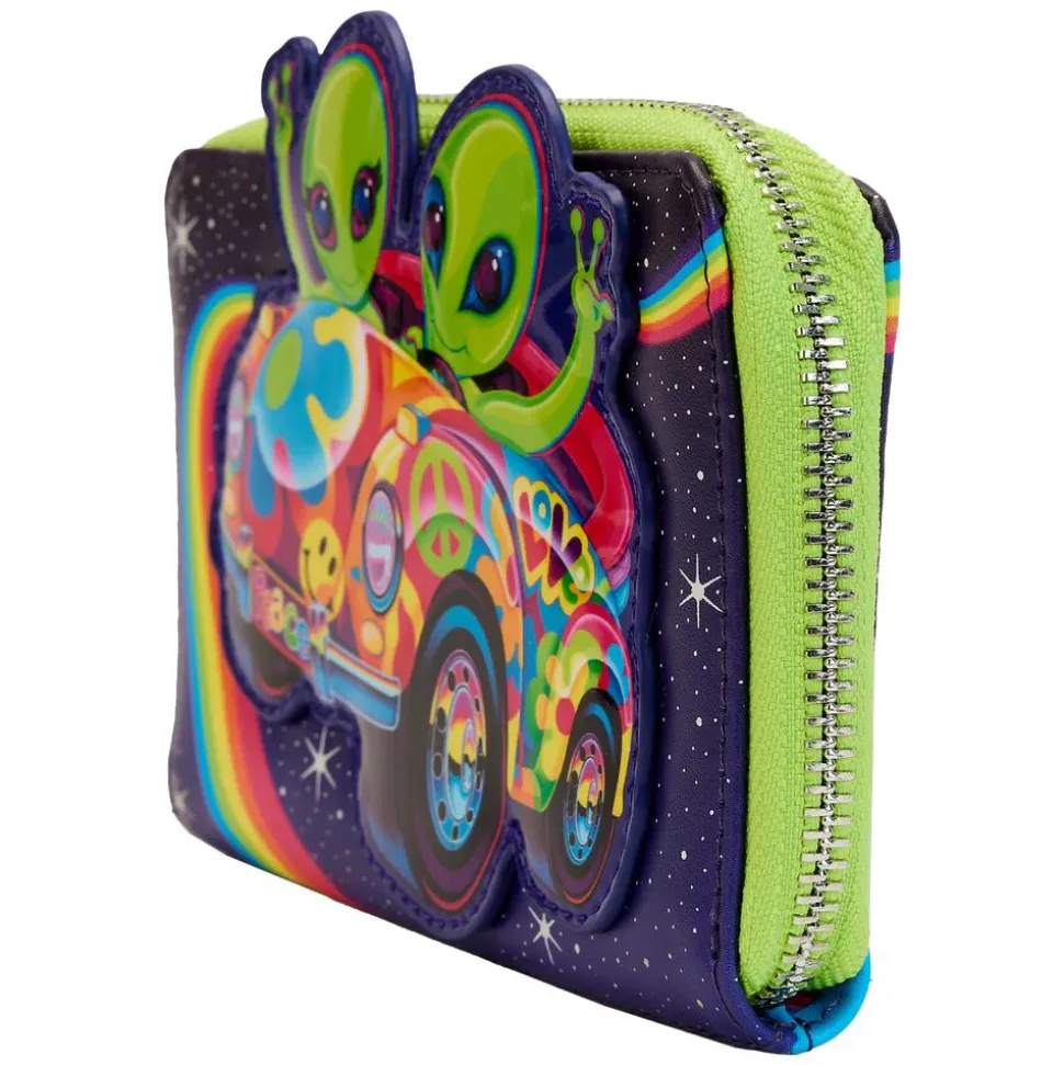 Lisa Frank - Cosmic Alien Ride Glow in the Dark 4” Faux Leather Zip-Around Wallet