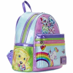 Lisa Frank - Holographic Glitter Color Block 10” Faux Leather Mini Backpack