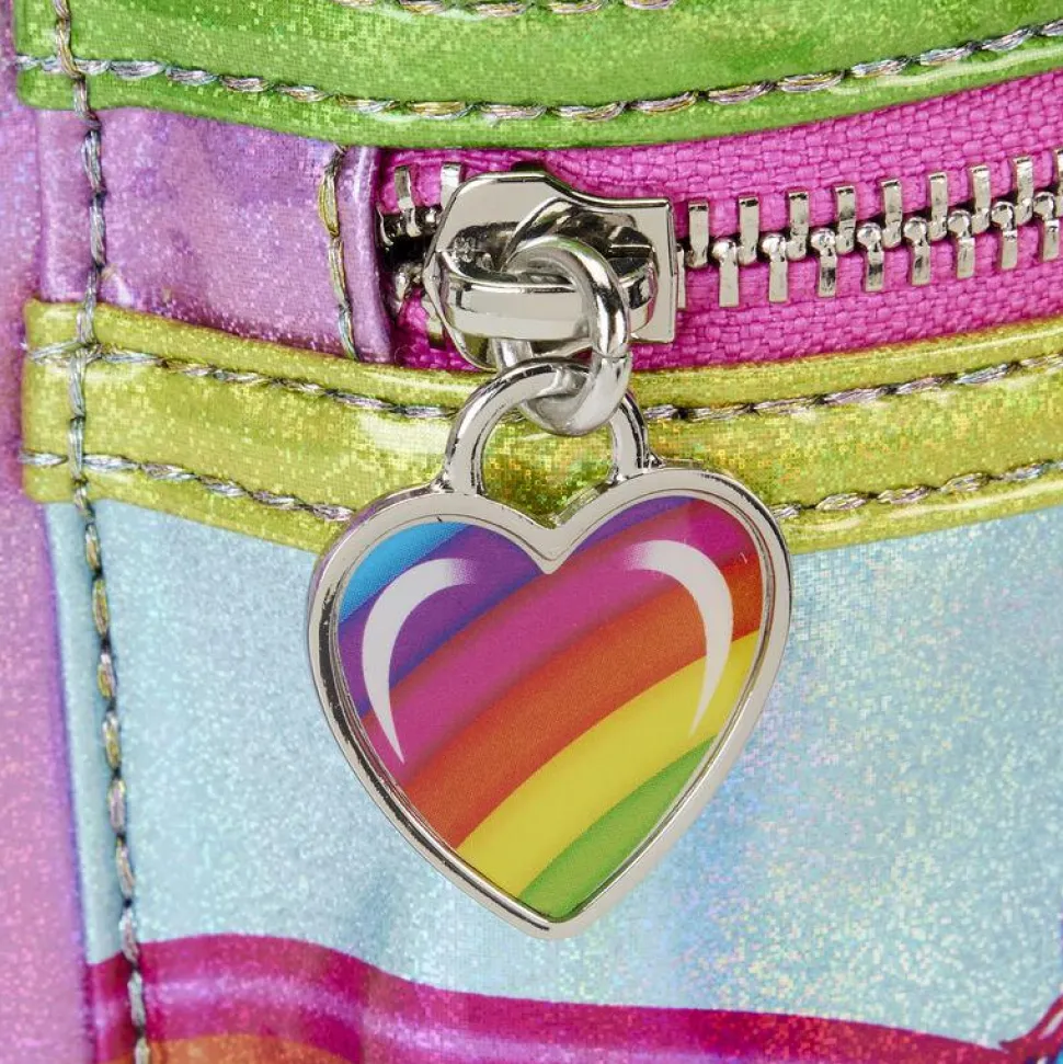 Lisa Frank - Holographic Glitter Color Block 10” Faux Leather Mini Backpack