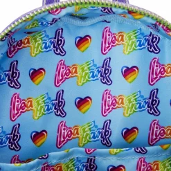 Lisa Frank - Holographic Glitter Color Block 10” Faux Leather Mini Backpack