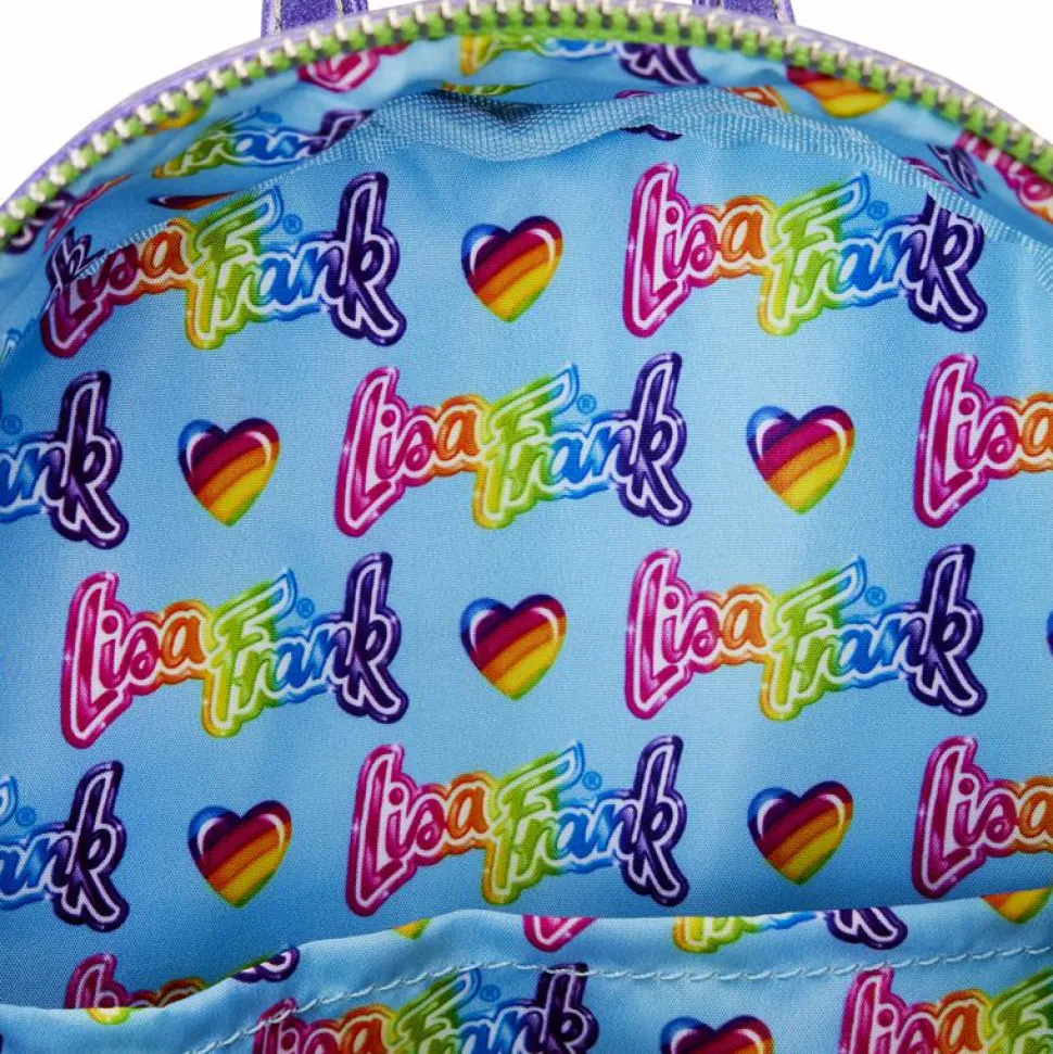 Lisa Frank - Holographic Glitter Color Block 10” Faux Leather Mini Backpack