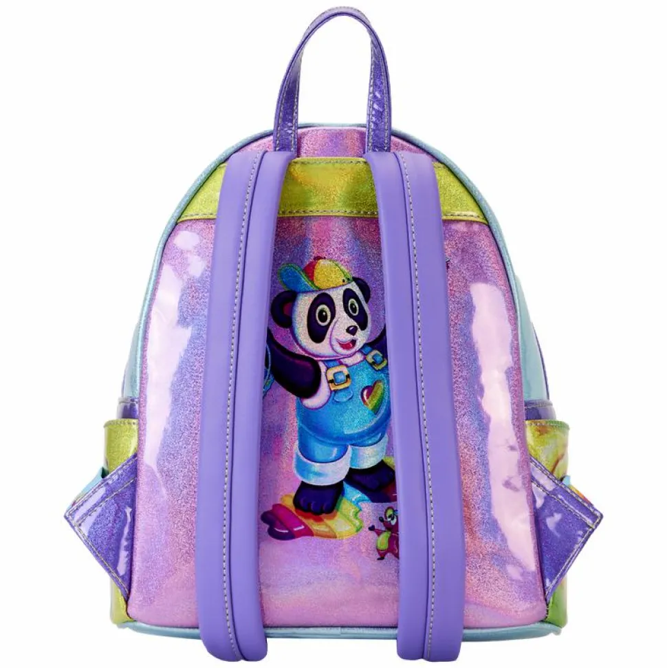 Lisa Frank - Holographic Glitter Color Block 10” Faux Leather Mini Backpack