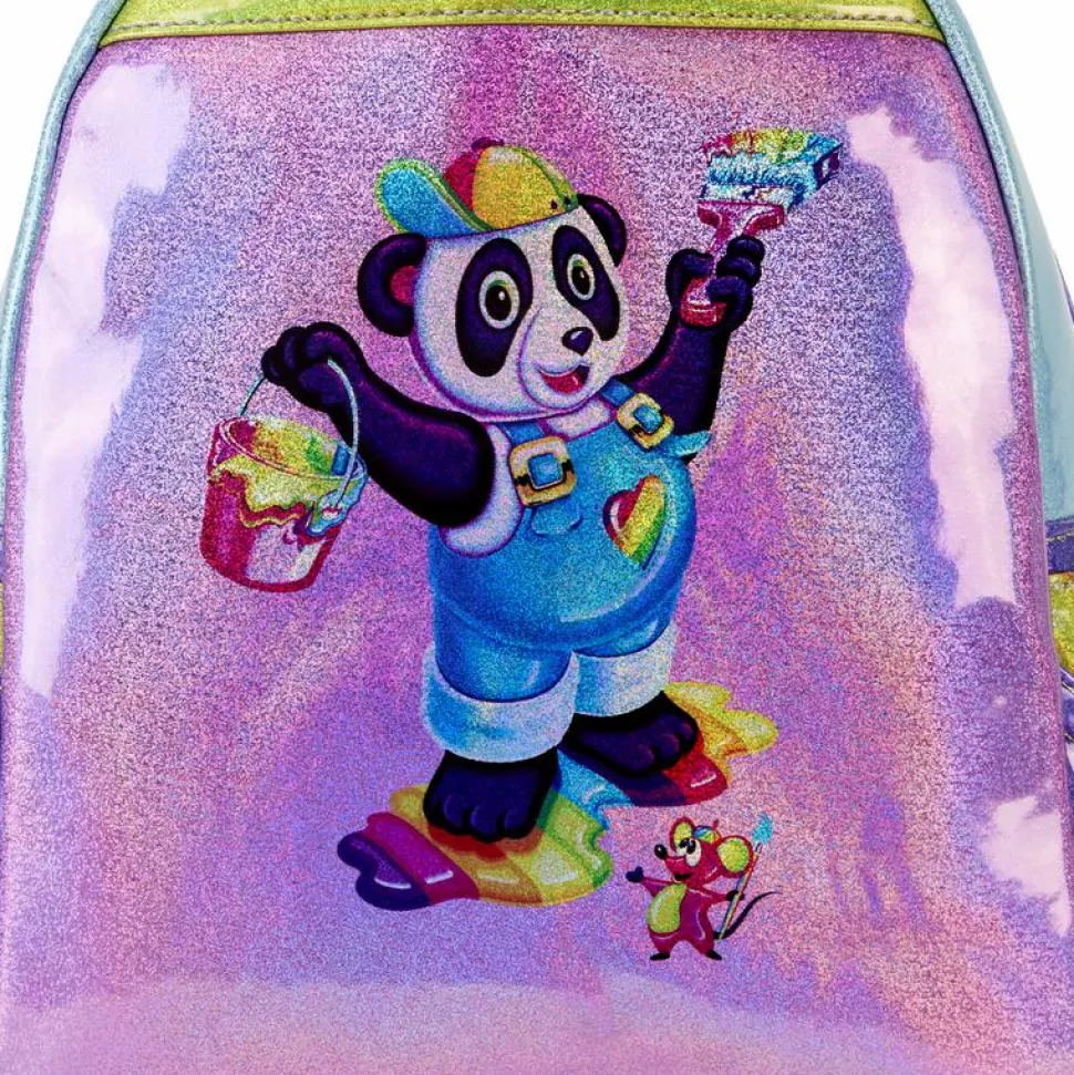 Lisa Frank - Holographic Glitter Color Block 10” Faux Leather Mini Backpack