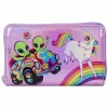 Lisa Frank - Holographic Glitter Color Block 4" Faux Leather Zip-Around Wallet