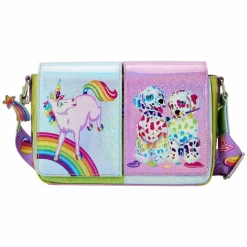 Lisa Frank - Holographic Glitter Color Block 5" Faux Leather Crossbody Bag