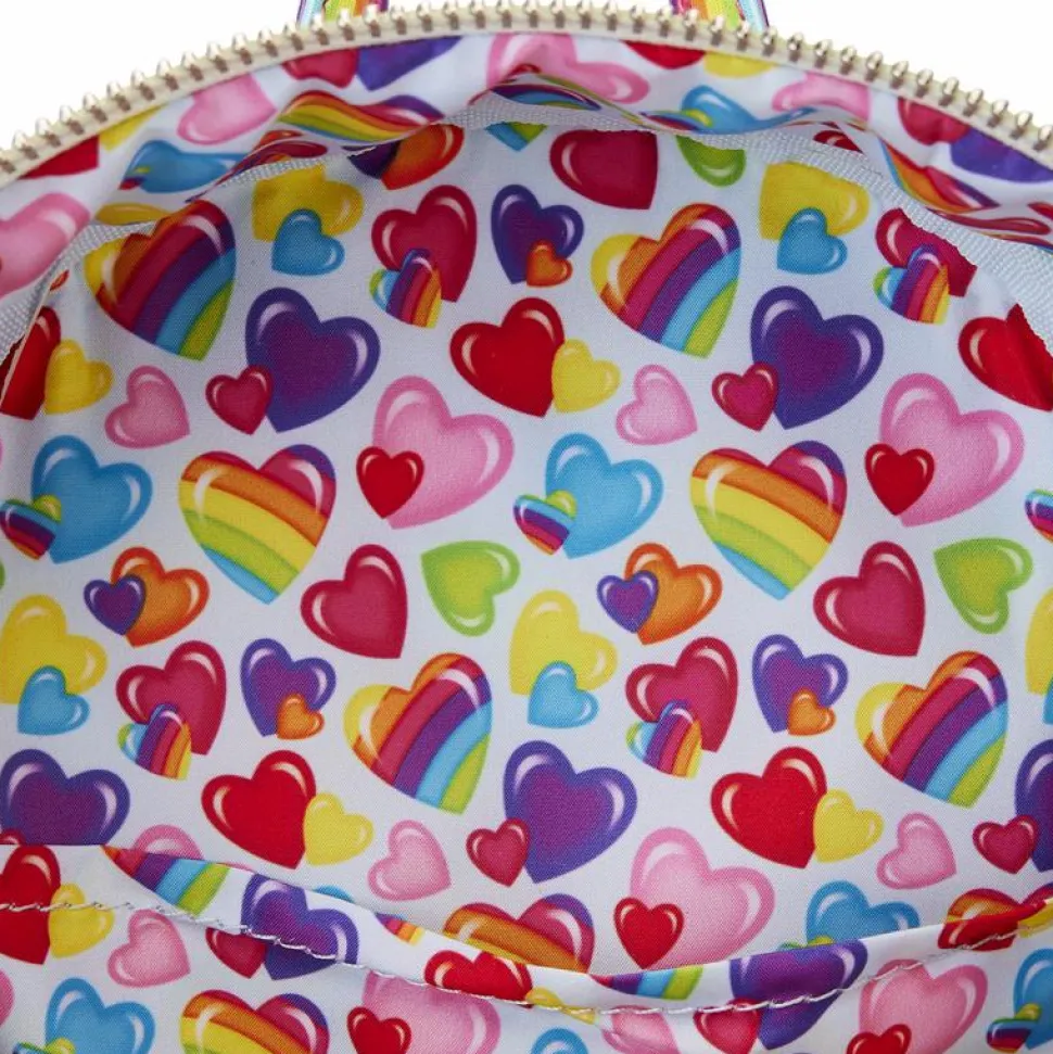 Lisa Frank - Rainbow Heart 10” Faux Leather Mini Backpack with Waist Bag