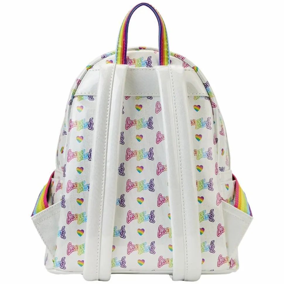 Lisa Frank - Rainbow Heart 10” Faux Leather Mini Backpack with Waist Bag