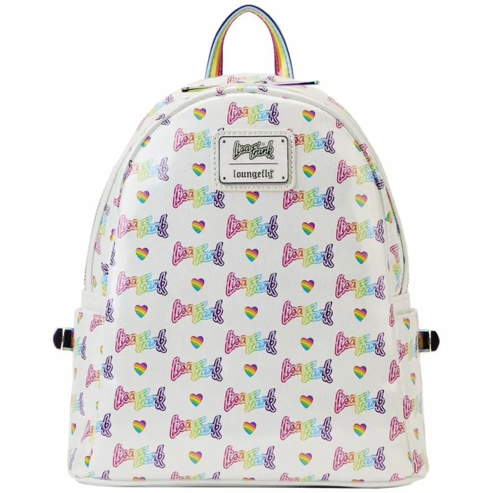 Lisa Frank - Rainbow Heart 10” Faux Leather Mini Backpack with Waist Bag