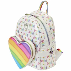 Lisa Frank - Rainbow Heart 10” Faux Leather Mini Backpack with Waist Bag