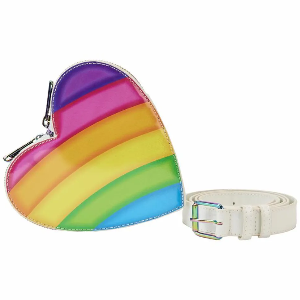 Lisa Frank - Rainbow Heart 10” Faux Leather Mini Backpack with Waist Bag