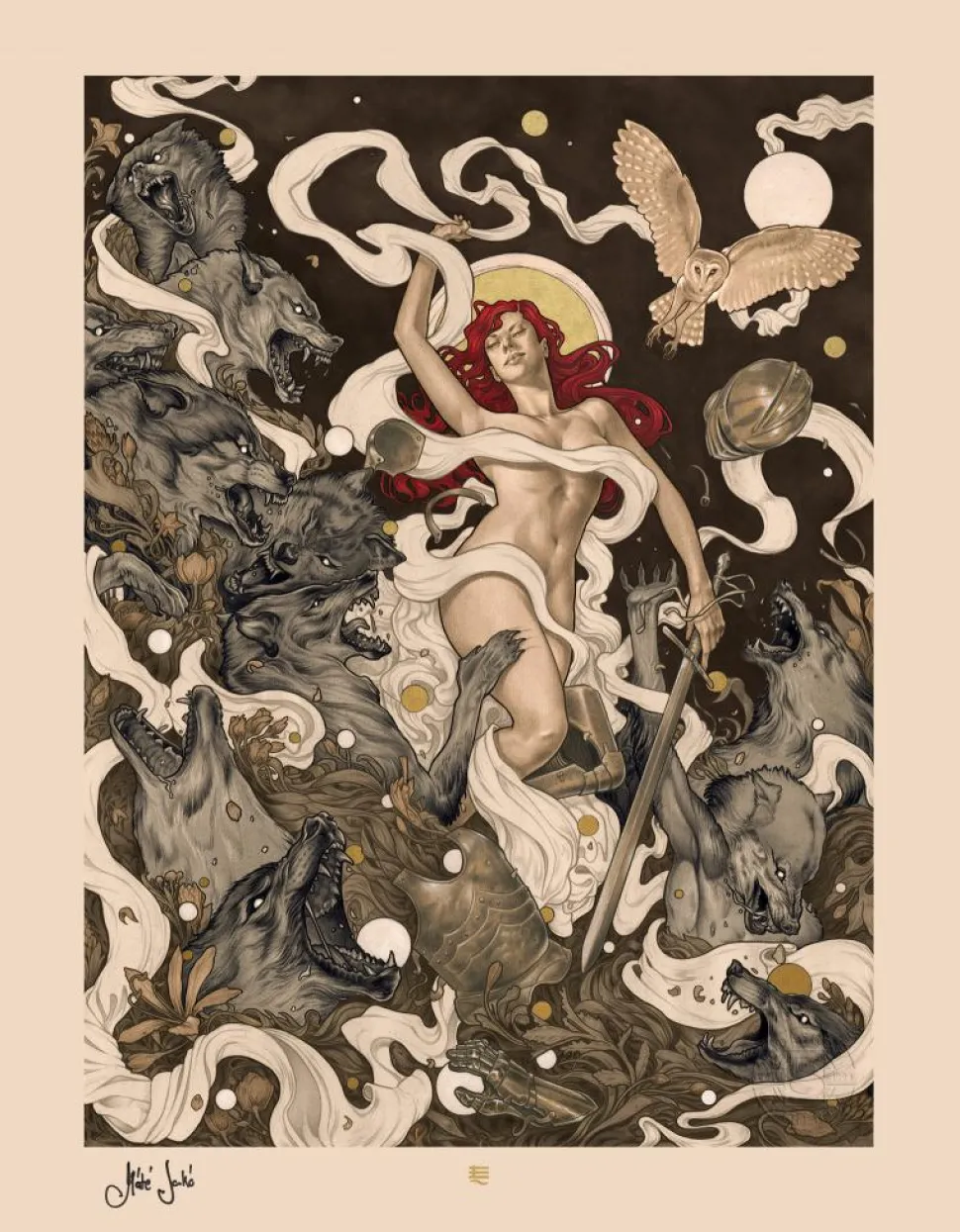 Little Red Riding Hood - Red Fine Art Print by Mate Jako