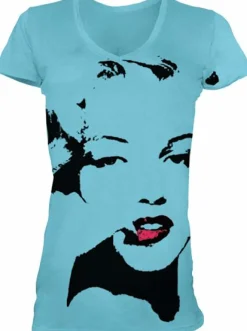 Marilyn Monroe - Red Lips Aqua Female T-Shirt